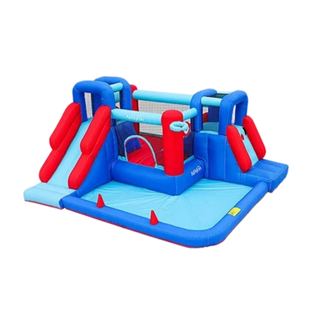 GAMEON Dual Climbing & Slide Inflatable Castle PVC Structure with Blower - Red & Blue Design