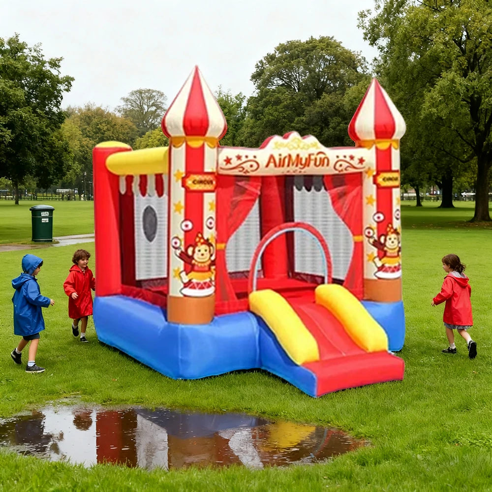 GAMEON Circus Theme Inflatable Bounce Castle PVC Build with Blower - Red & Yellow Design