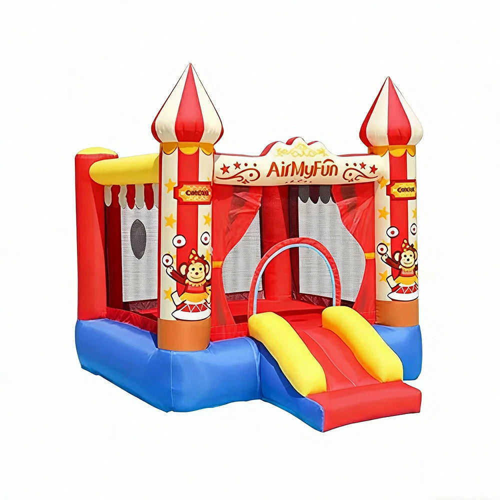 GAMEON Circus Theme Inflatable Bounce Castle PVC Build with Blower - Red & Yellow Design