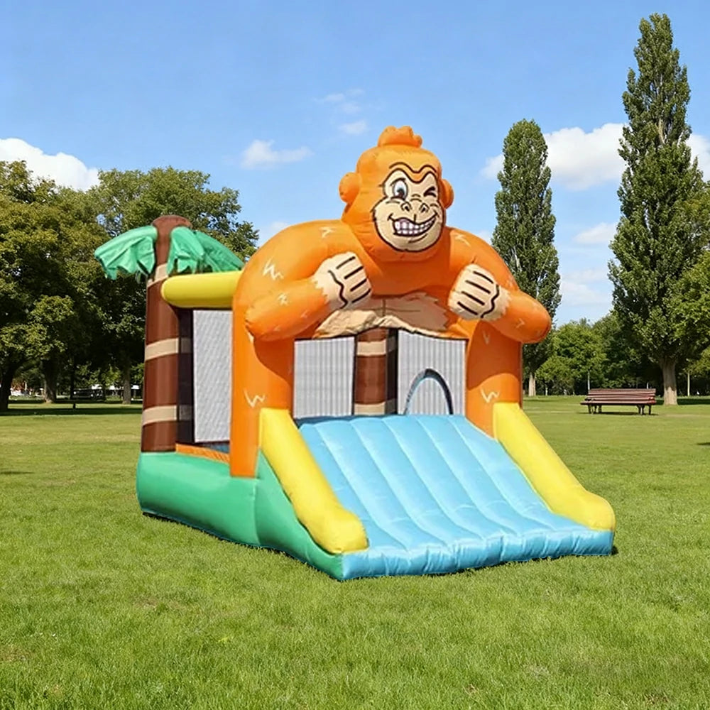 GAMEON Gorilla Theme Inflatable Bounce Castle PVC Build with Blower - Jungle Style