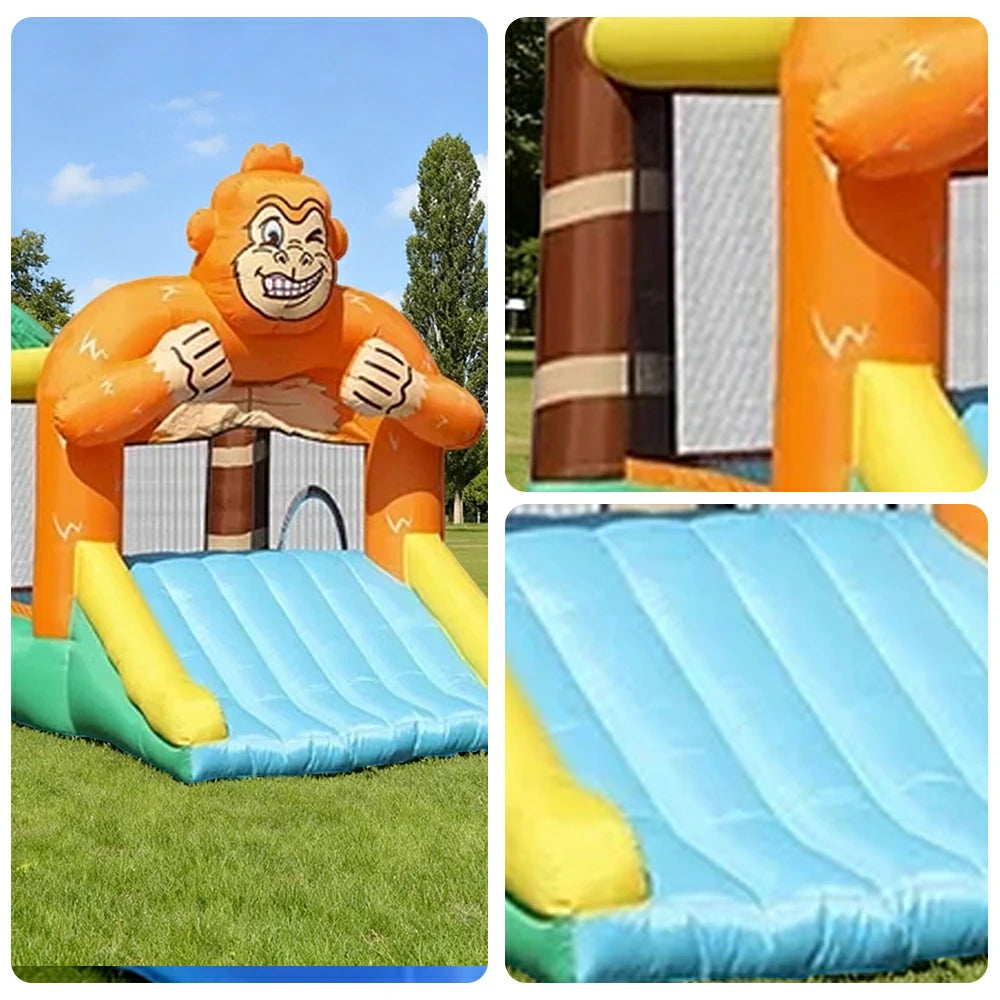 GAMEON Gorilla Theme Inflatable Bounce Castle PVC Build with Blower - Jungle Style