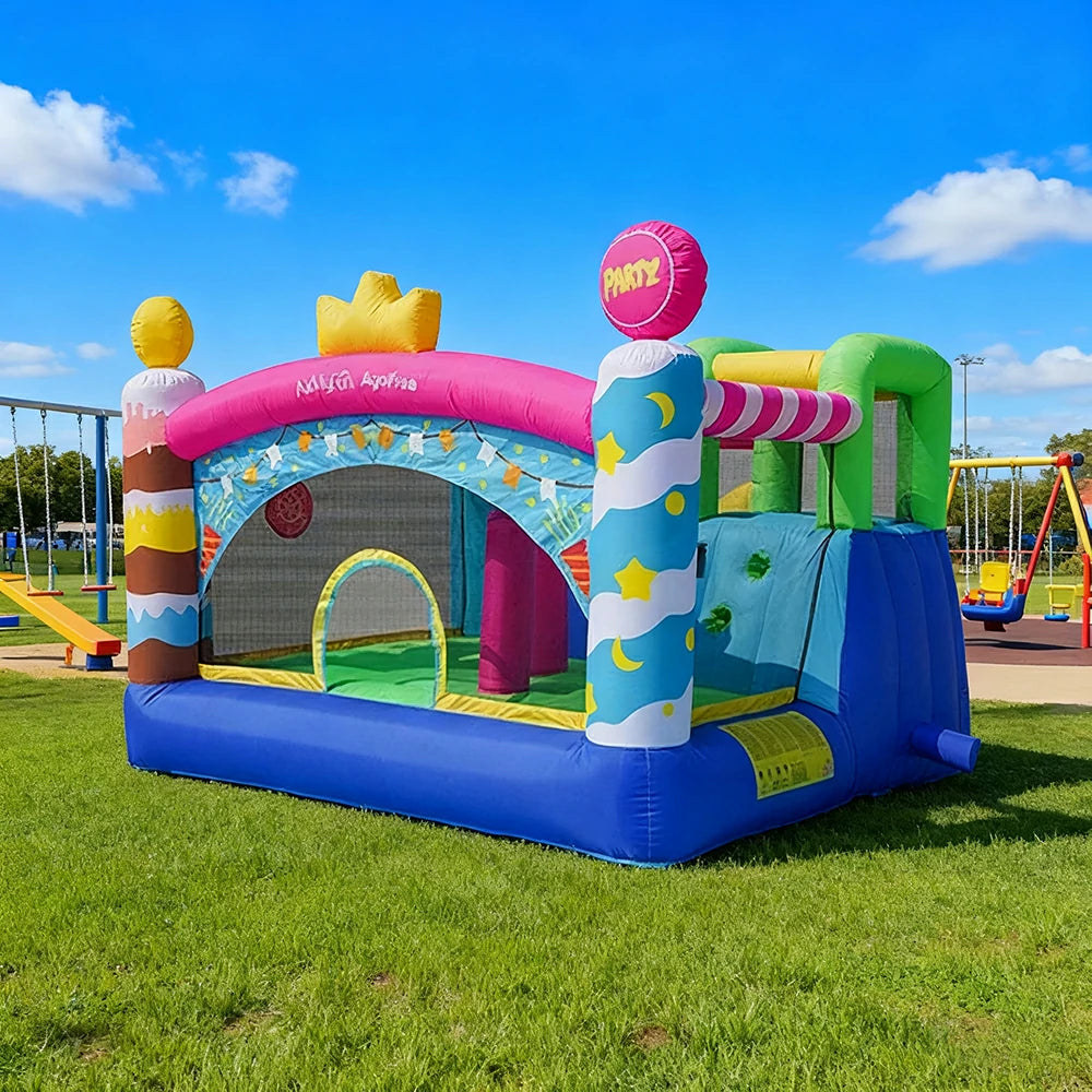 GAMEON Birthday Party Inflatable Bounce Castle PVC Build with Blower - Colorful Celebration Style