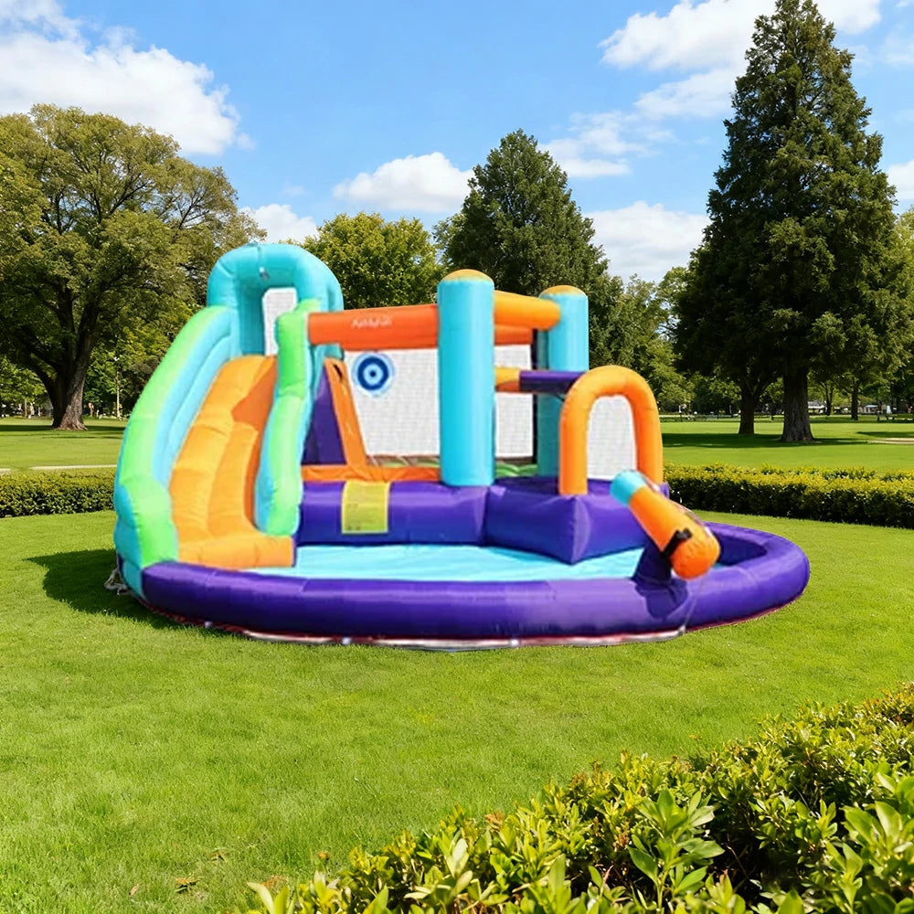 GAMEON Slide Inflatable Bounce Castle PVC Build with Blower - Vibrant Multi-Color Design