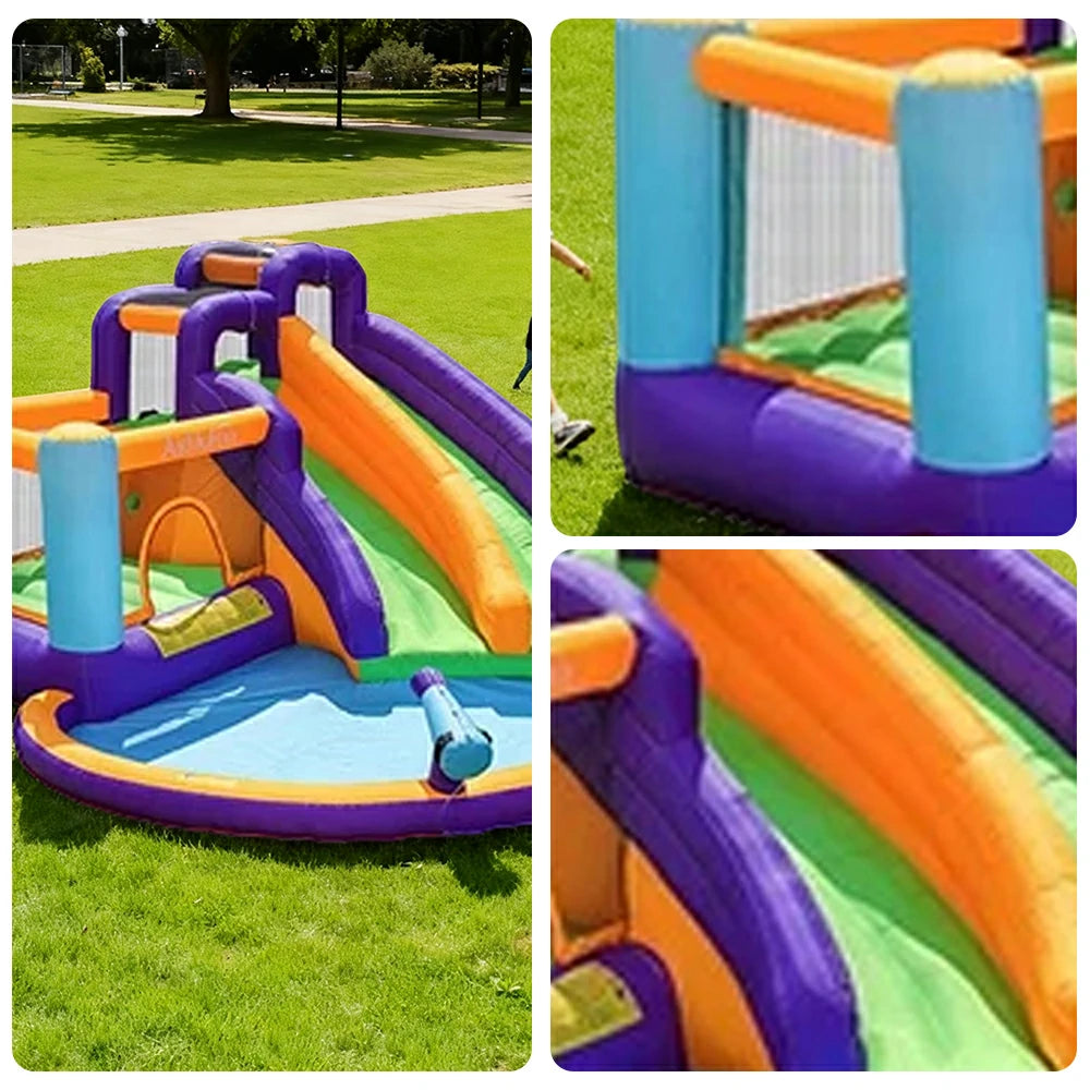 GAMEON Water Spray Slide Inflatable Bounce Castle PVC Build with Blower - Multi-Color Splash Design