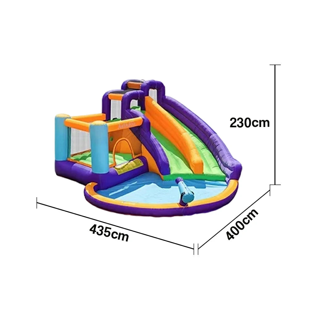 GAMEON Water Spray Slide Inflatable Bounce Castle PVC Build with Blower - Multi-Color Splash Design