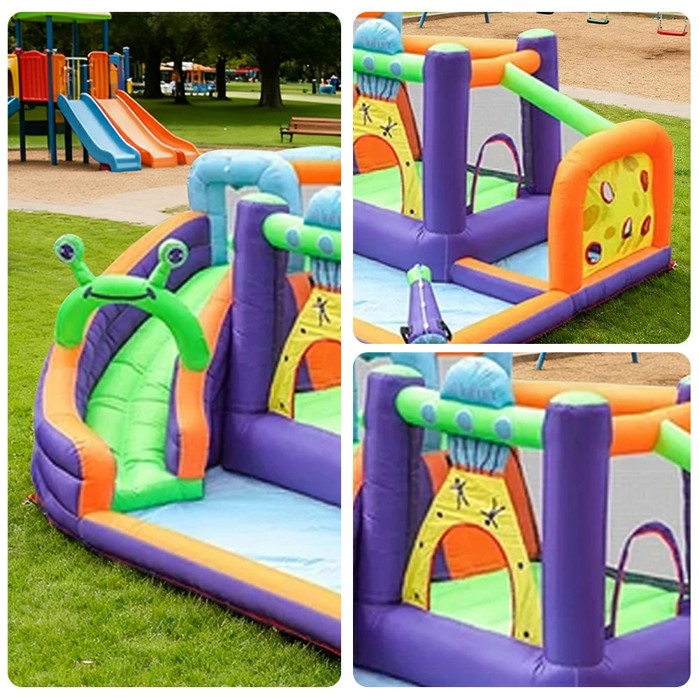 GAMEON Space Theme Inflatable Bounce Castle PVC Build with Blower - Galaxy Style Design