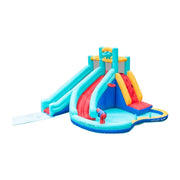 GAMEON Slide Inflatable Bounce Castle PVC Build with Blower - Aqua & Red Multi-Slide Design