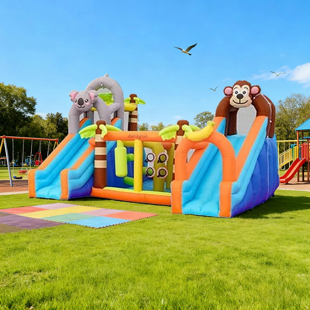 GAMEON Water Spray Zoo Theme Inflatable Bounce Castle PVC Build with Blower - Animal Park Design