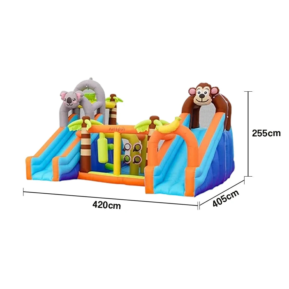 GAMEON Water Spray Zoo Theme Inflatable Bounce Castle PVC Build with Blower - Animal Park Design