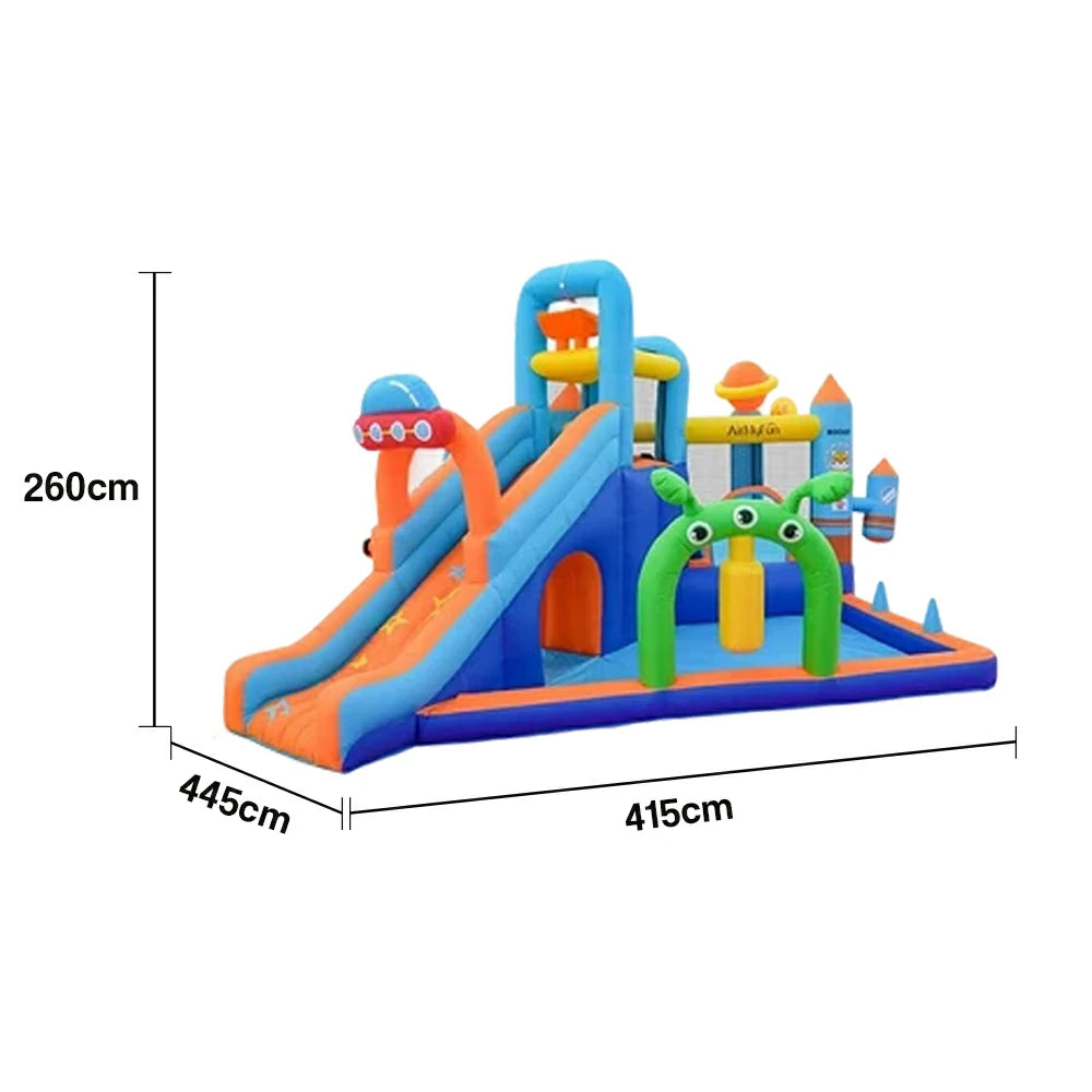 GAMEON Water Spray Space Park Inflatable Bounce Castle PVC Build with Blower - Cosmic Adventure Design