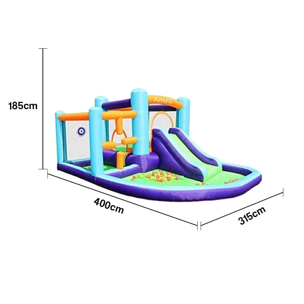 GAMEON Cross Obstacle Slide Inflatable Bounce Castle PVC Build with Blower - Multi-Activity Design