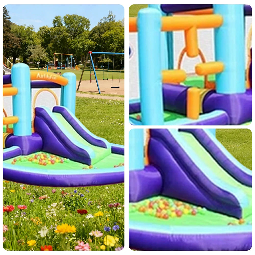 GAMEON Cross Obstacle Slide Inflatable Bounce Castle PVC Build with Blower - Multi-Activity Design