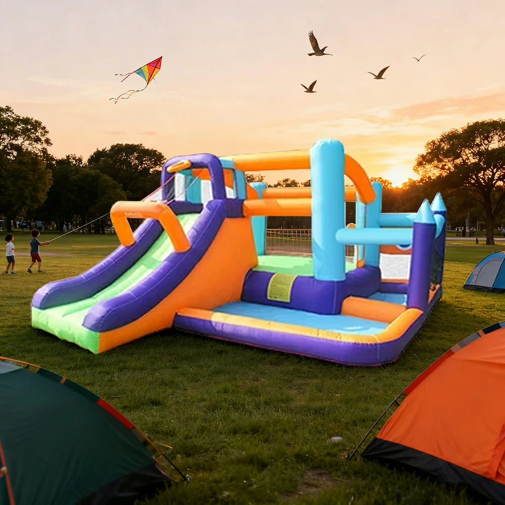 GAMEON Basketball Slide Inflatable Bounce Castle PVC Build with Blower - Multi-Play Sports Design