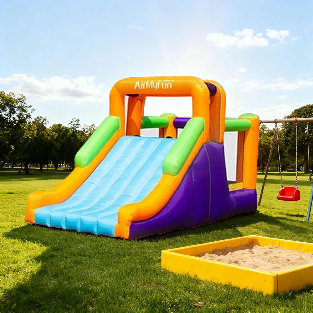 GAMEON Large Bounce & Slide Inflatable Castle PVC Build with Blower - Colorful Multi-Play Design
