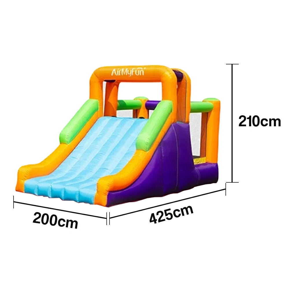 GAMEON Large Bounce & Slide Inflatable Castle PVC Build with Blower - Colorful Multi-Play Design