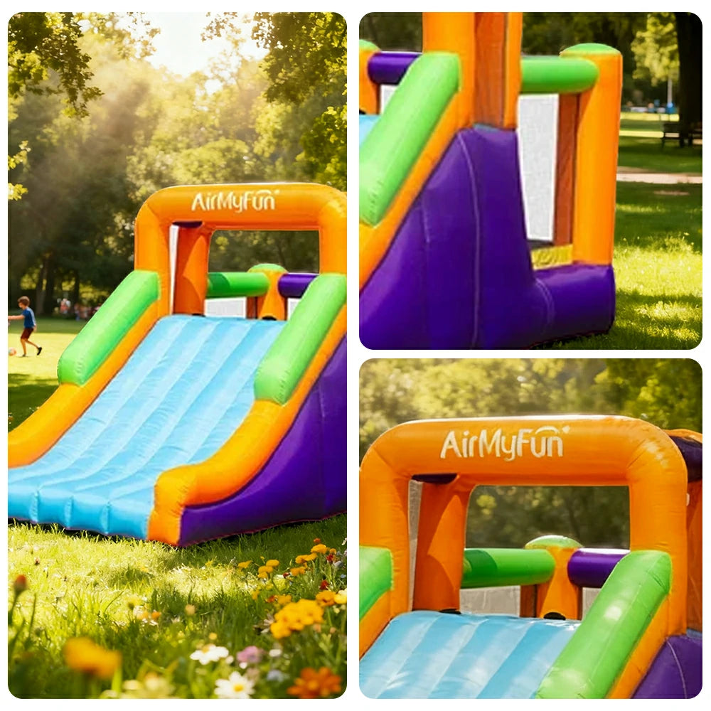 GAMEON Large Bounce & Slide Inflatable Castle PVC Build with Blower - Colorful Multi-Play Design