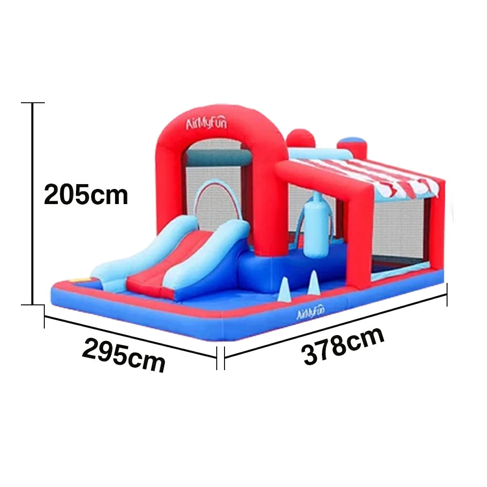 GAMEON Tent Style Inflatable Bounce Castle PVC Build with Blower - Red & Blue Playhouse Design