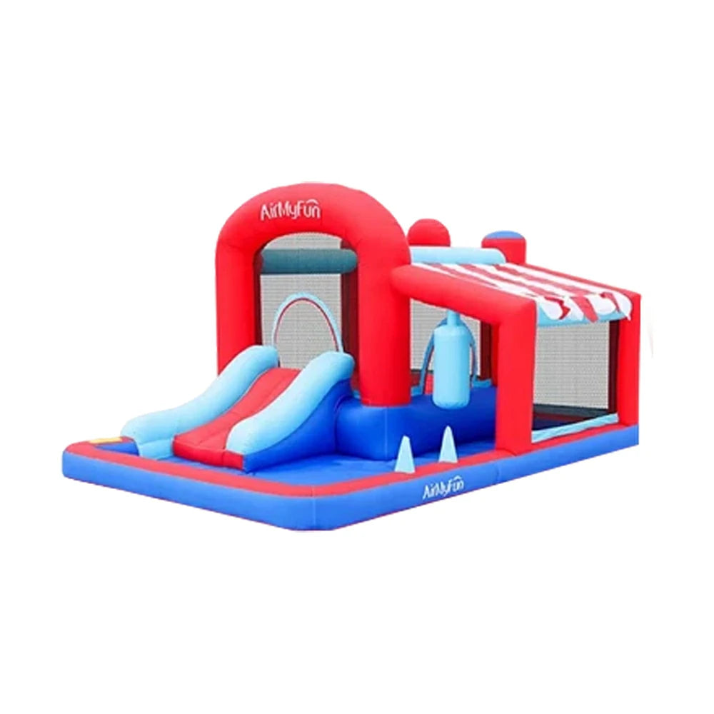 GAMEON Tent Style Inflatable Bounce Castle PVC Build with Blower - Red & Blue Playhouse Design
