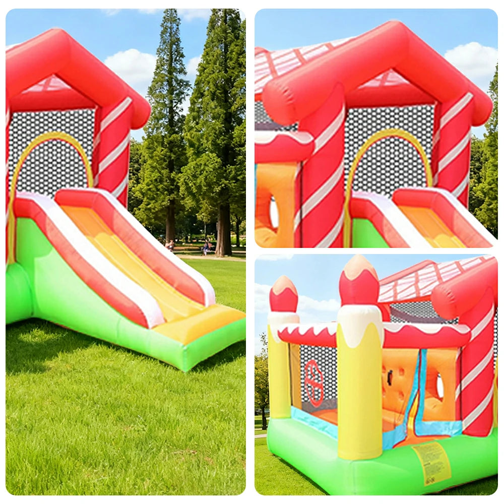 GAMEON Tunnel Tent Inflatable Bounce Castle PVC Build with Blower - Candy House Design