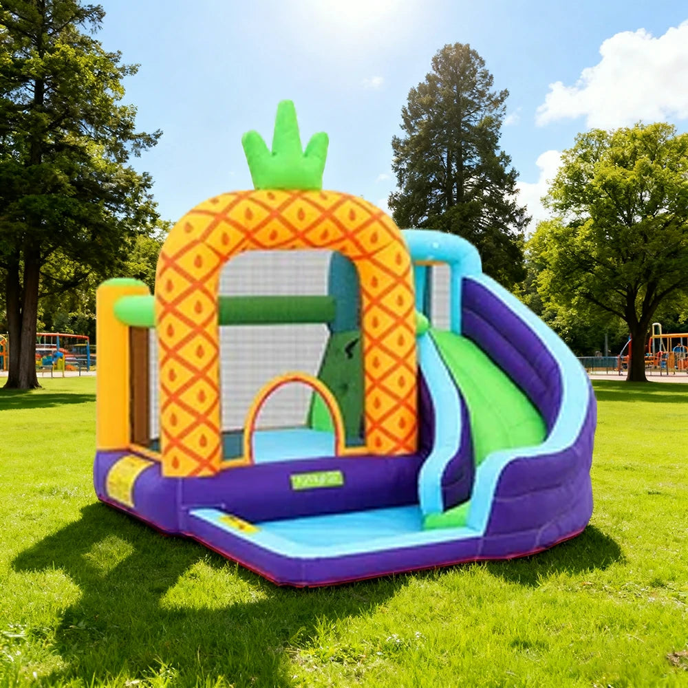 GAMEON Pineapple Theme Inflatable Bounce Castle PVC Build with Blower - Tropical Fun Style