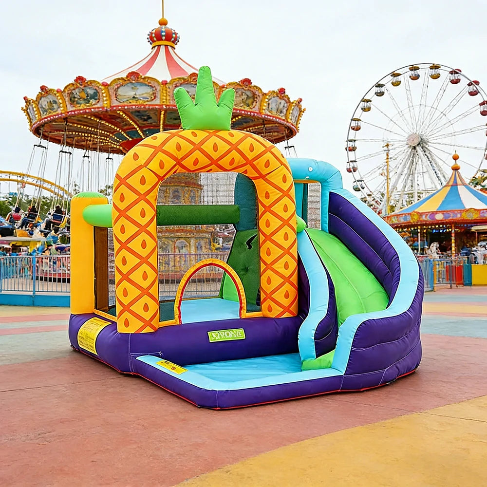 GAMEON Pineapple Theme Inflatable Bounce Castle PVC Build with Blower - Tropical Fun Style