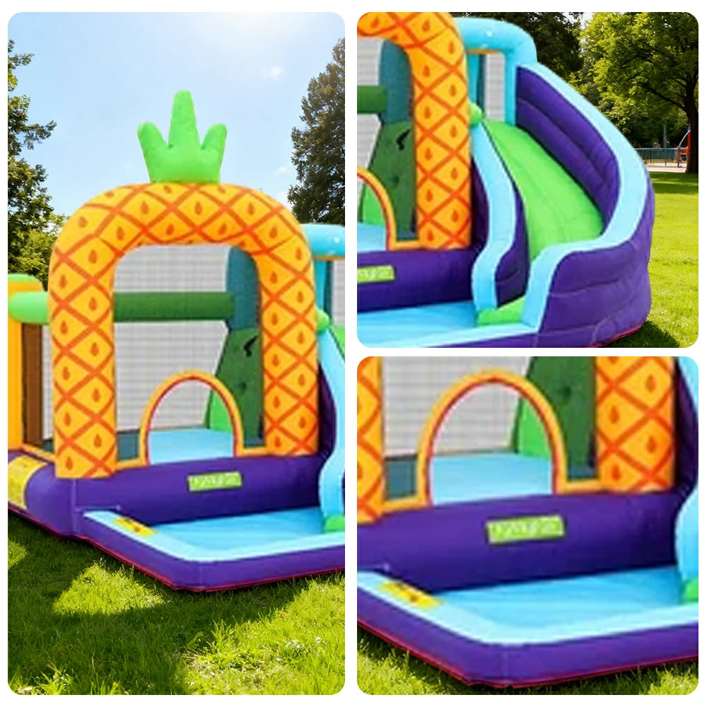 GAMEON Pineapple Theme Inflatable Bounce Castle PVC Build with Blower - Tropical Fun Style