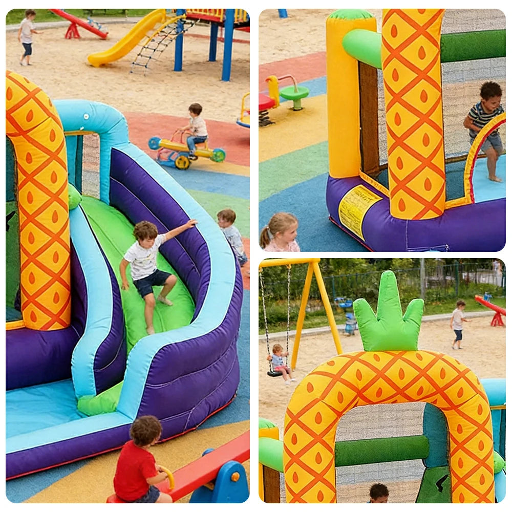 GAMEON Pineapple Theme Inflatable Bounce Castle PVC Build with Blower - Tropical Fun Style