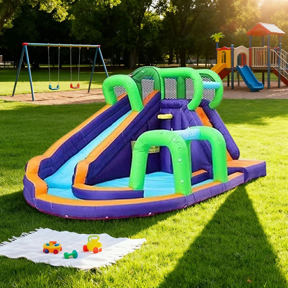 GAMEON Long Slide Inflatable Bounce Castle PVC Build with Blower - Extended Adventure Style
