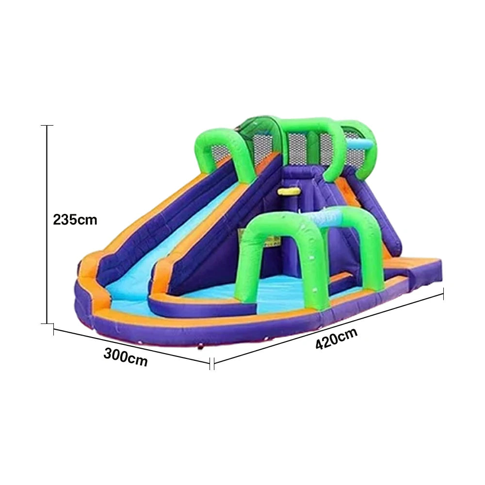 GAMEON Long Slide Inflatable Bounce Castle PVC Build with Blower - Extended Adventure Style