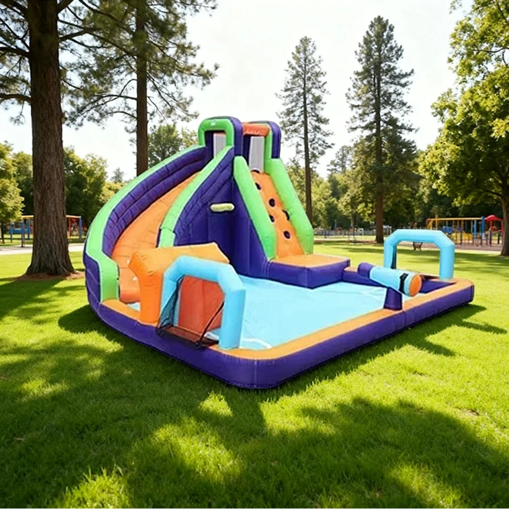 GAMEON Water Spray Soccer Slide Inflatable Bounce Castle PVC Build with Blower - Splash Action Style
