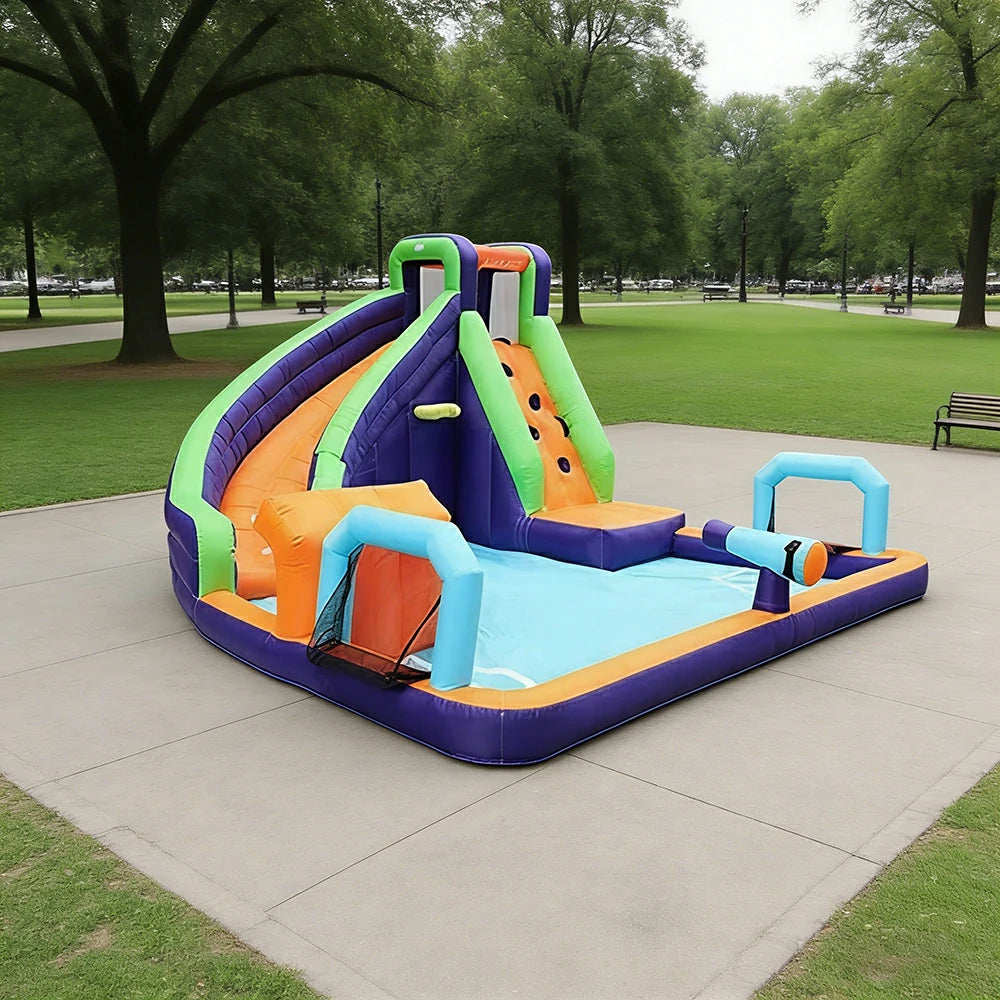GAMEON Water Spray Soccer Slide Inflatable Bounce Castle PVC Build with Blower - Splash Action Style