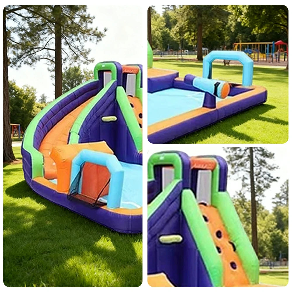 GAMEON Water Spray Soccer Slide Inflatable Bounce Castle PVC Build with Blower - Splash Action Style