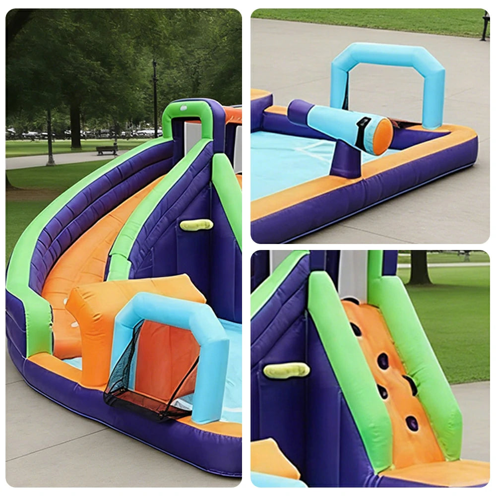 GAMEON Water Spray Soccer Slide Inflatable Bounce Castle PVC Build with Blower - Splash Action Style