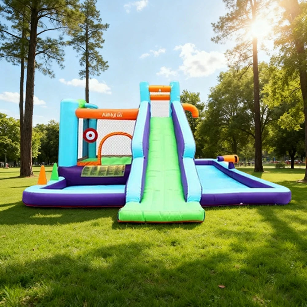 GAMEON Water Slide Splash Inflatable Bounce Castle PVC Build with Blower - Hydro Slide Style