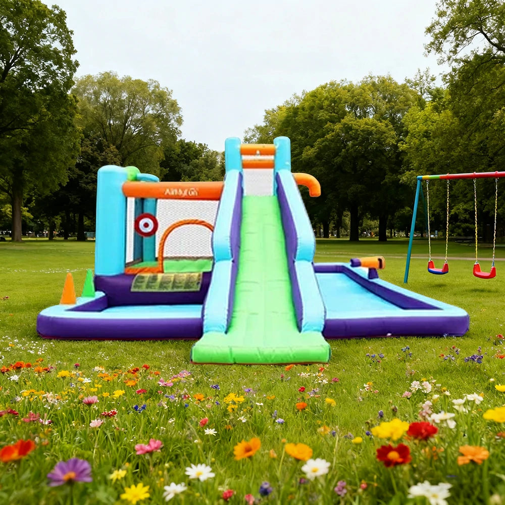 GAMEON Water Slide Splash Inflatable Bounce Castle PVC Build with Blower - Hydro Slide Style