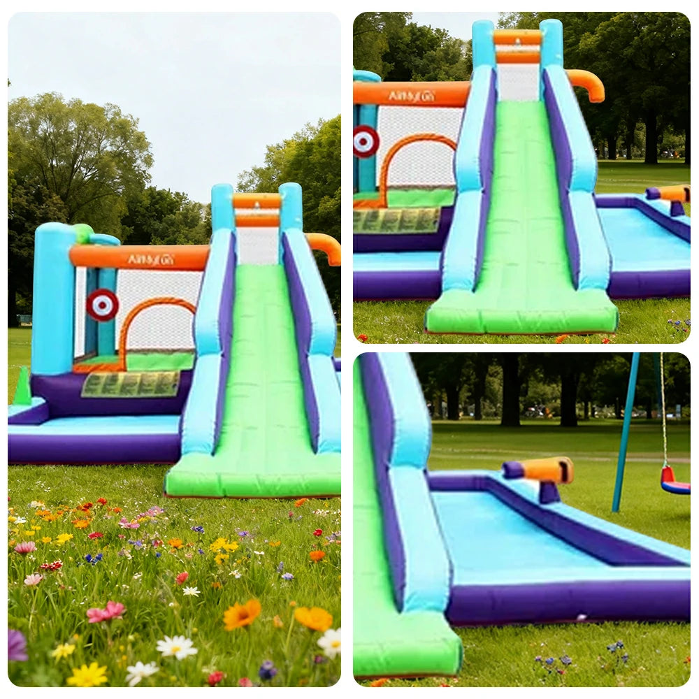 GAMEON Water Slide Splash Inflatable Bounce Castle PVC Build with Blower - Hydro Slide Style