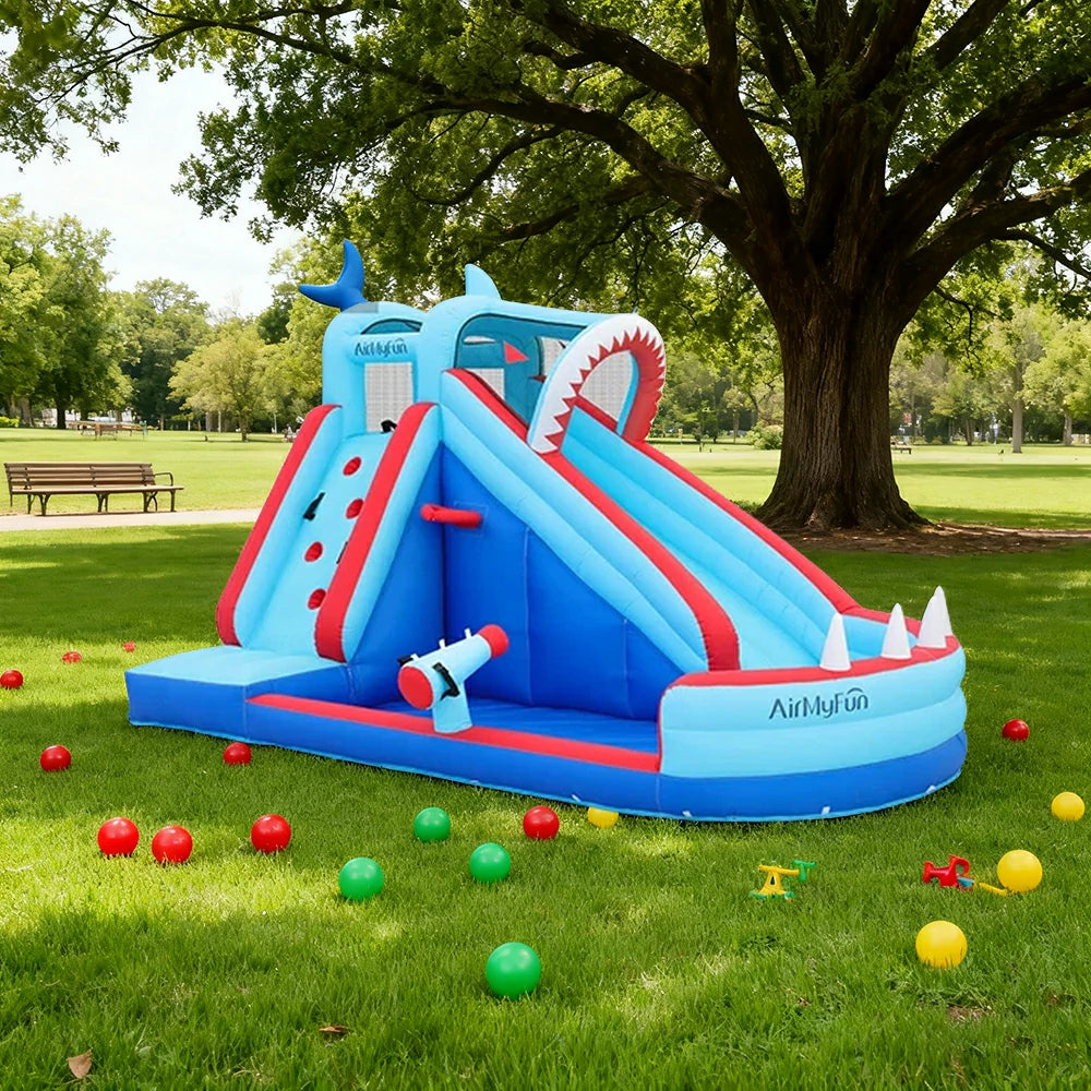 GAMEON Shark Theme Inflatable Bounce Castle PVC Build with Blower - Ocean Bite Style