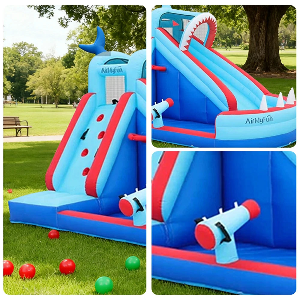 GAMEON Shark Theme Inflatable Bounce Castle PVC Build with Blower - Ocean Bite Style