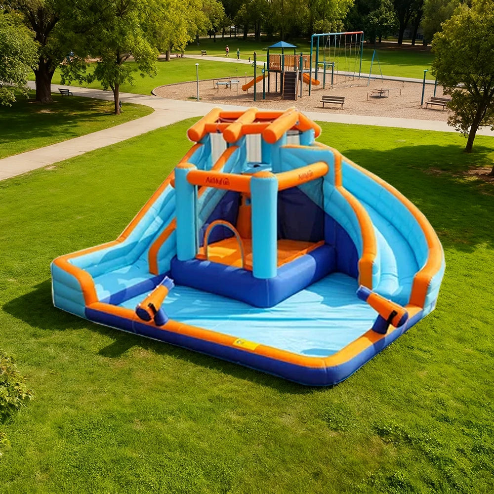 GAMEON Dual Slide Water Spray Inflatable Bounce Castle PVC Build with Blower - Twin Splash Style