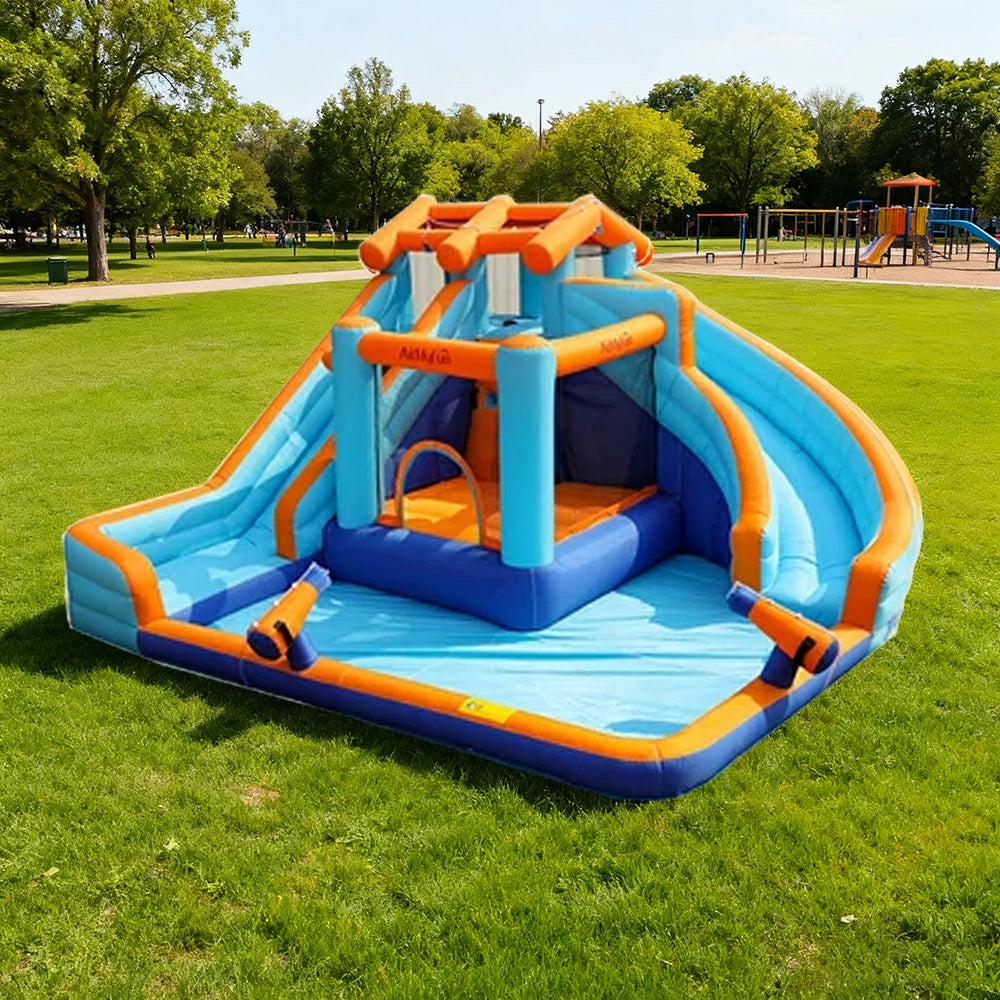 GAMEON Dual Slide Water Spray Inflatable Bounce Castle PVC Build with Blower - Twin Splash Style