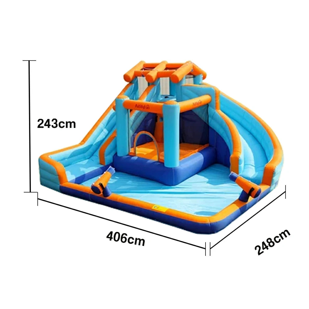 GAMEON Dual Slide Water Spray Inflatable Bounce Castle PVC Build with Blower - Twin Splash Style