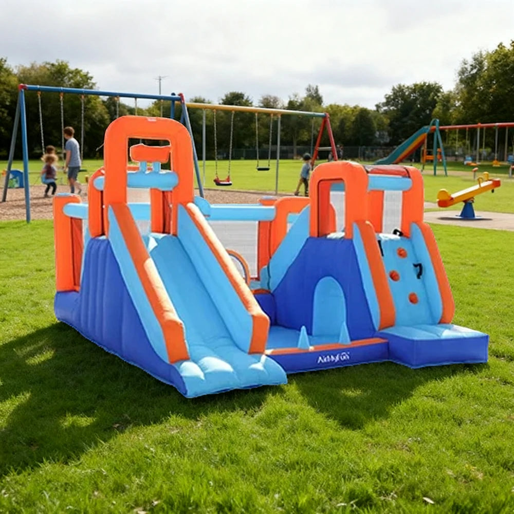 GAMEON Water Spray Inflatable Bounce Castle PVC Build with Blower - Aqua Burst Style