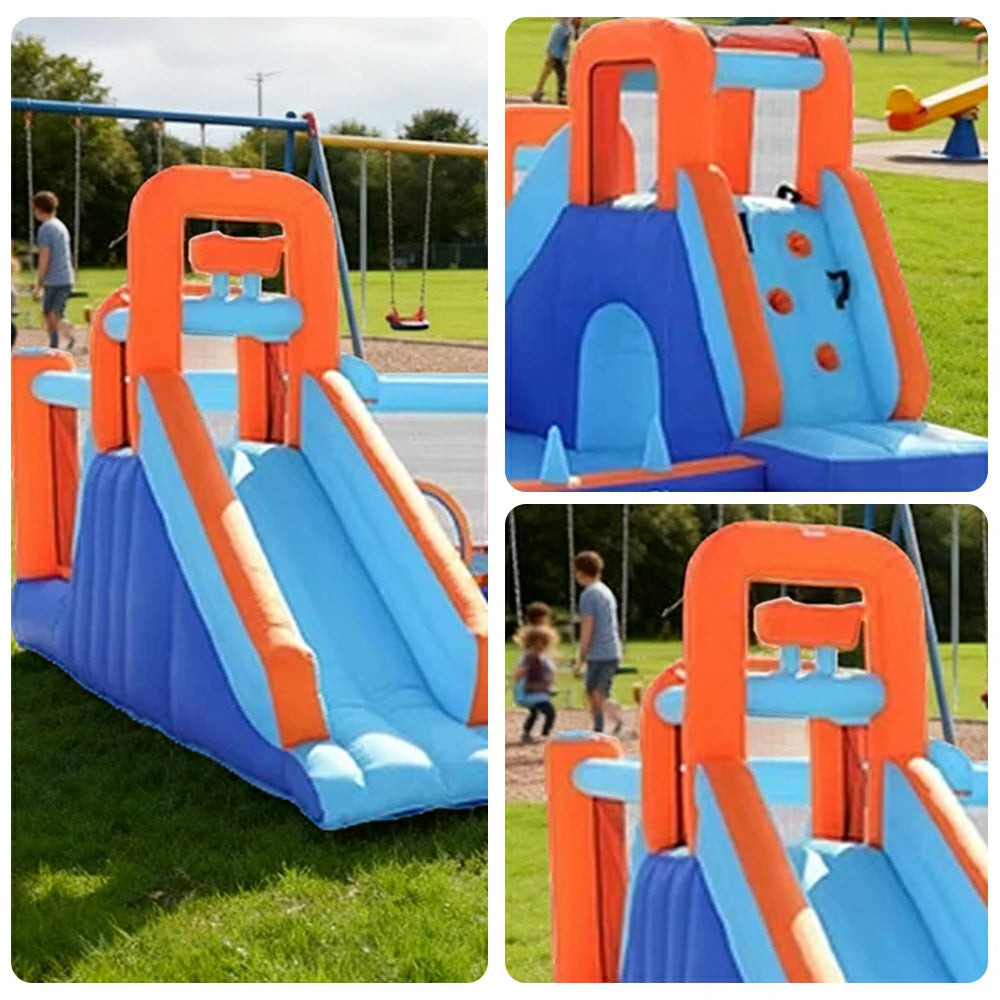GAMEON Water Spray Inflatable Bounce Castle PVC Build with Blower - Aqua Burst Style