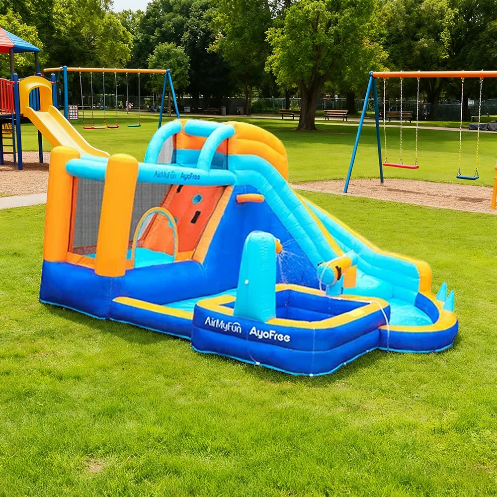 GAMEON Water Play Spray Inflatable Bounce Castle PVC Build with Blower - Aqua Splash Zone Style