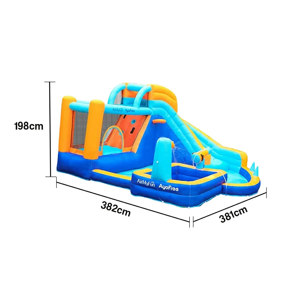 GAMEON Water Play Spray Inflatable Bounce Castle PVC Build with Blower - Aqua Splash Zone Style