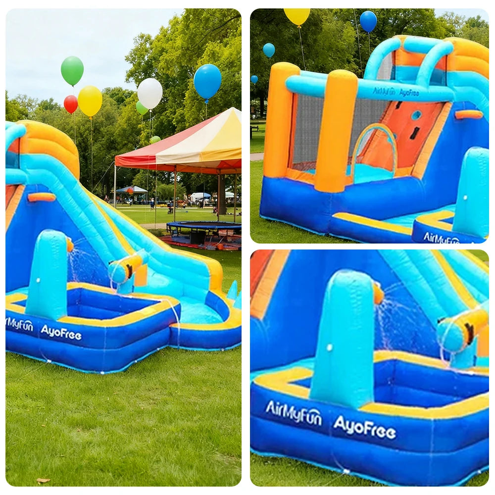 GAMEON Water Play Spray Inflatable Bounce Castle PVC Build with Blower - Aqua Splash Zone Style
