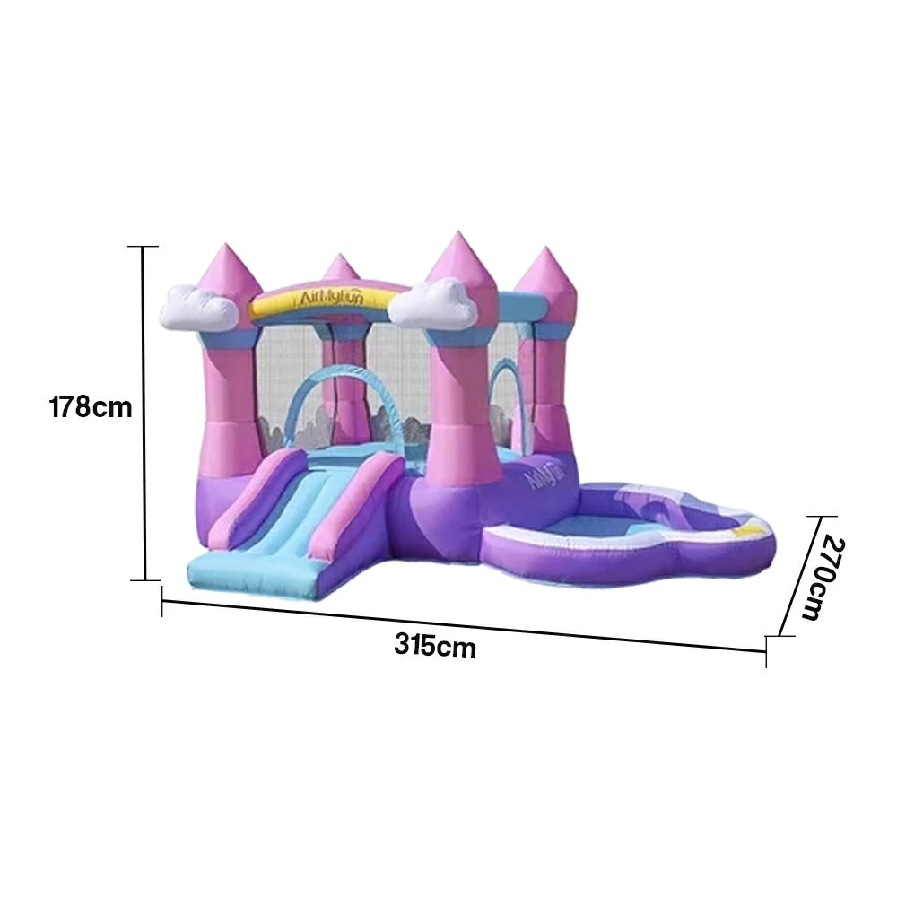 GAMEON Cloud Pink Inflatable Bounce Castle PVC Build with Blower - Dream Castle Style