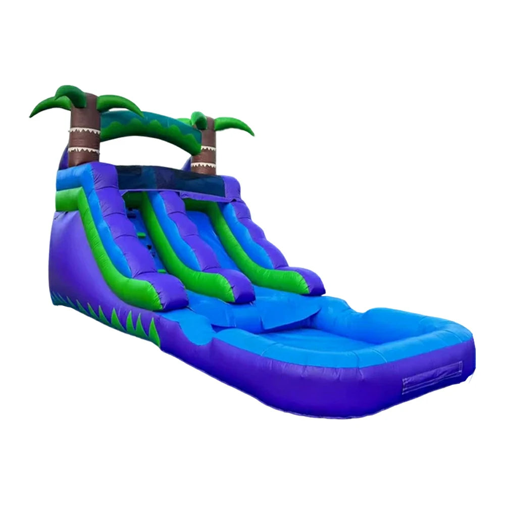 GAMEON Large Water Slide Inflatable Bounce Castle PVC Build with Blower - Dual Wave Blue Style