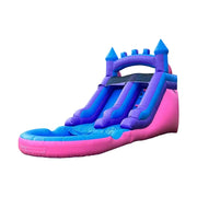 GAMEON Large Water Slide Inflatable Bounce Castle PVC Build with Blower - Tropical Blue-Pink Wave Style