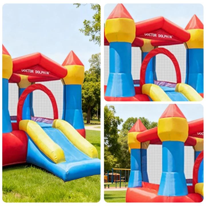 GAMEON Inflatable Bounce Castle PVC Build with Blower - Classic Red-Blue Home Castle Slide Style